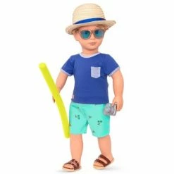Best Pirce 😀 Our Generation 18" Boy Doll 🩱 Swimsuit Outfit with Pool Noodle - By the Beach 🤩