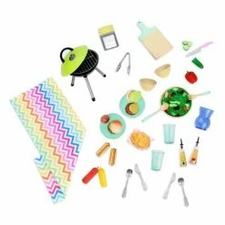 Best Pirce 😍 Our Generation Picnic Table Set with Play Food Accessories for 18" Dolls - Pink 😀 -Our Generation shop unnamed file 673