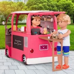 Outlet 🔥 Our Generation Grill to Go Food Truck Playset with Electronics for 18" Dolls - Pink ✨