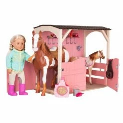 New 🧨 Our Generation Horse Barn Playset for 18" Dolls - Saddle Up Stables - Pink 👍 -Our Generation shop unnamed file 754