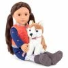 Deals 🥰 Our Generation Leslie with Plush 🐶 Dog Husky 18" Doll & Pet Set 💯